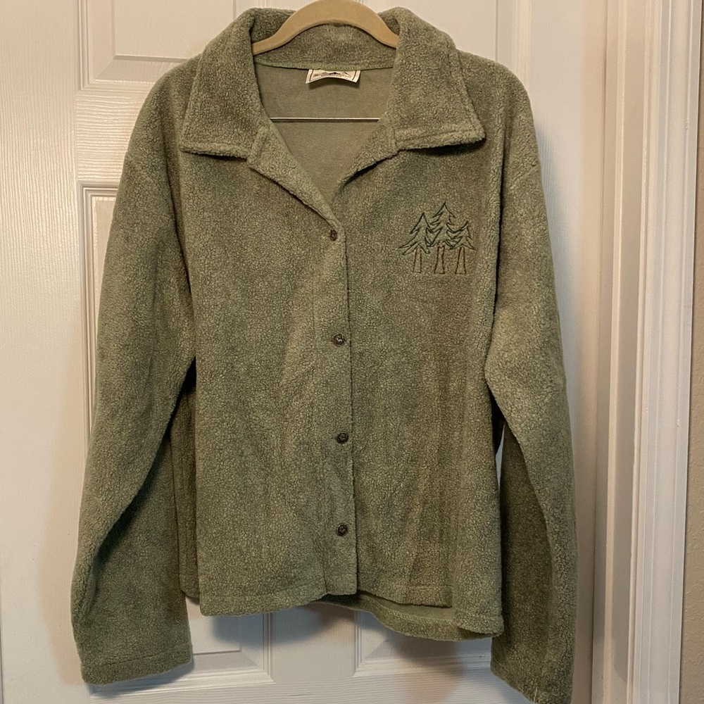 Soft Sherpa Coat with embroidered trees